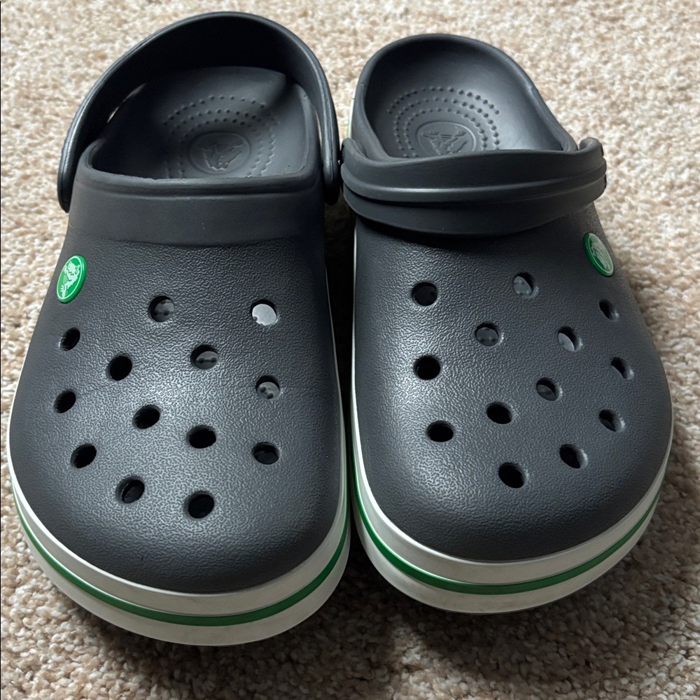 Women's Black Clogs with Green Accents